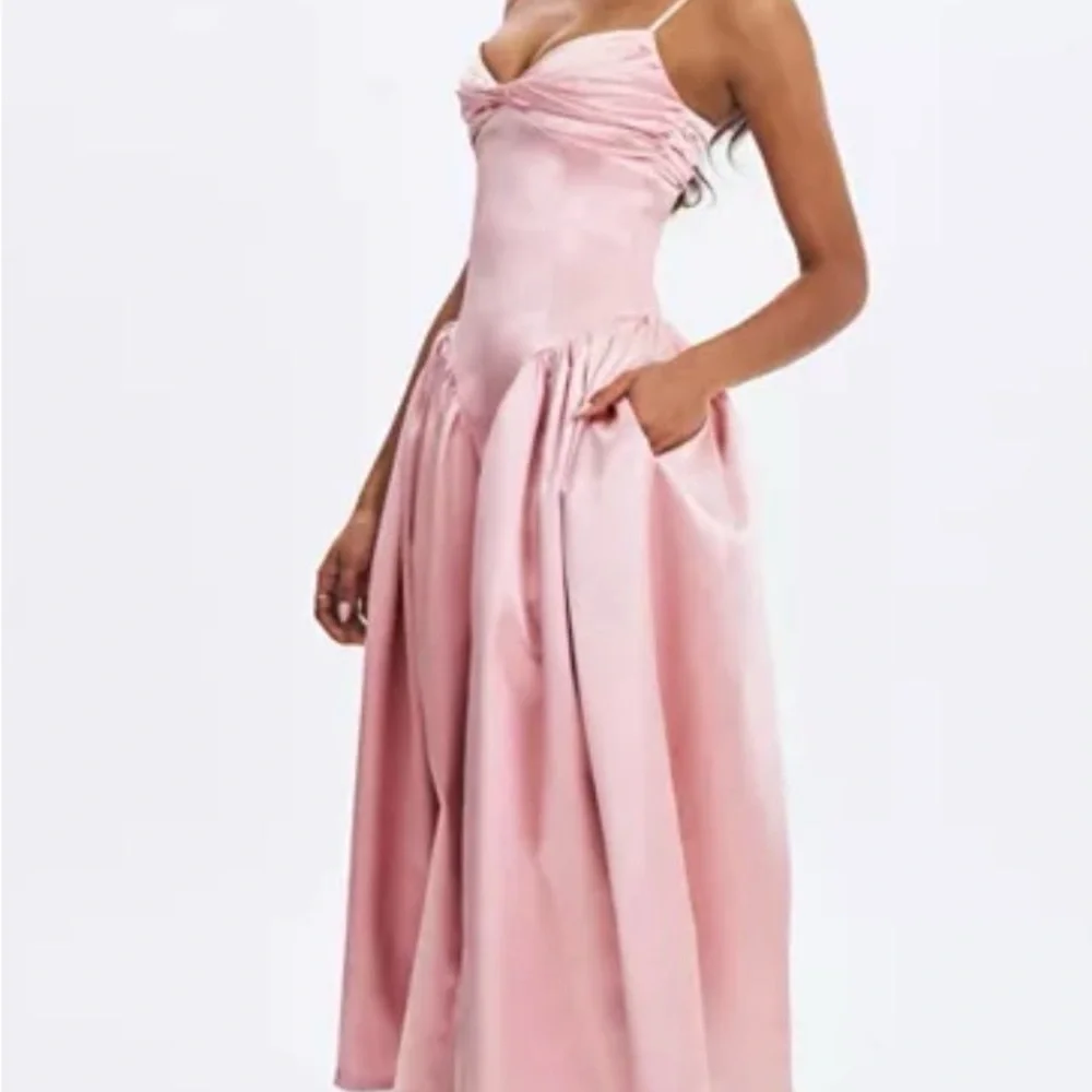 Miss Circle Tullia Satin Ruched Midi Spaghetti Strap Dress‎ XL